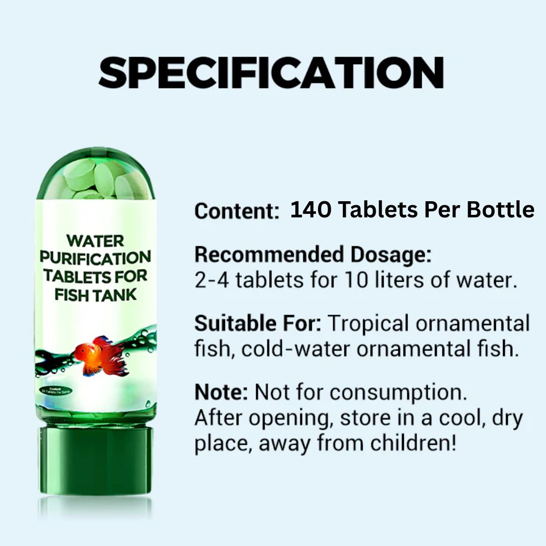 Aquarium Purifying Tablets [BUY 1 GET 1 FREE] – Safe for All Types of Fish | 1 tabs per tank