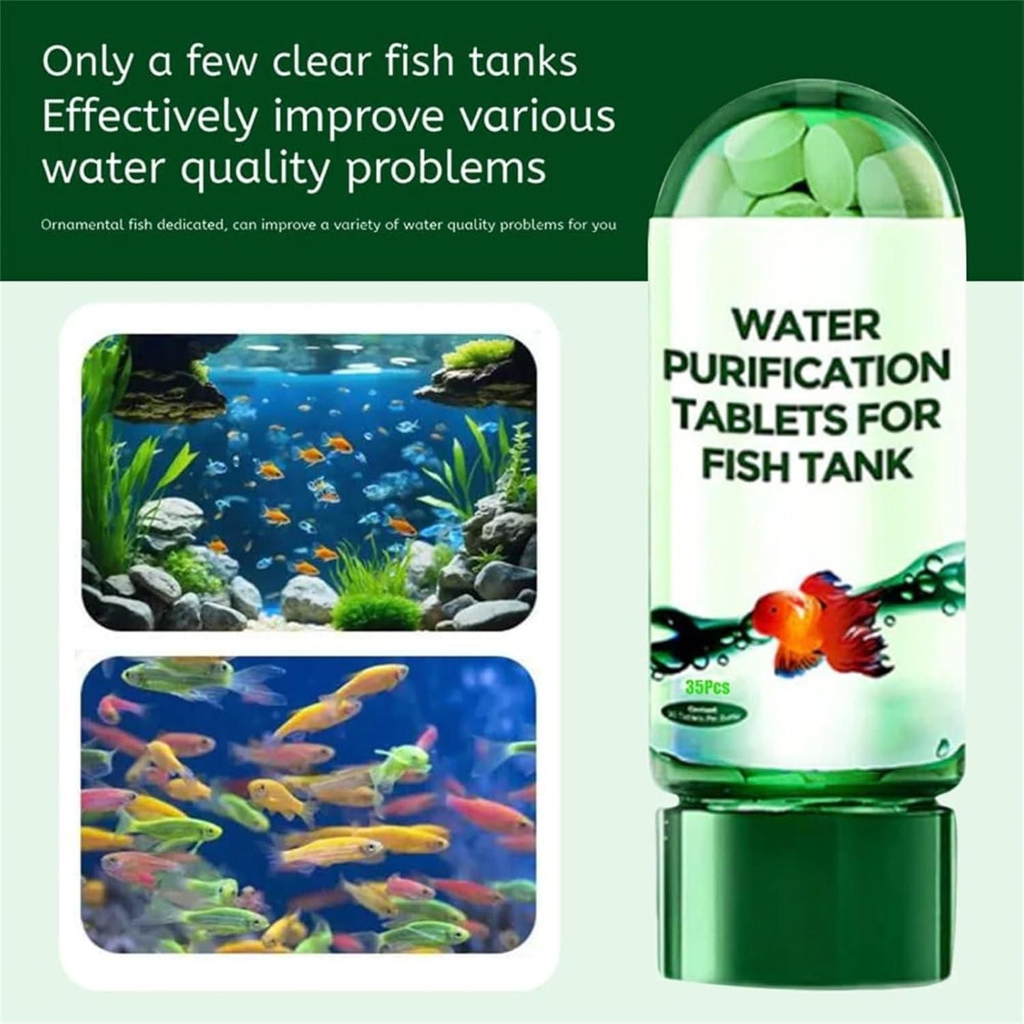 Aquarium Purifying Tablets [BUY 1 GET 1 FREE] – Safe for All Types of Fish | 1 tabs per tank