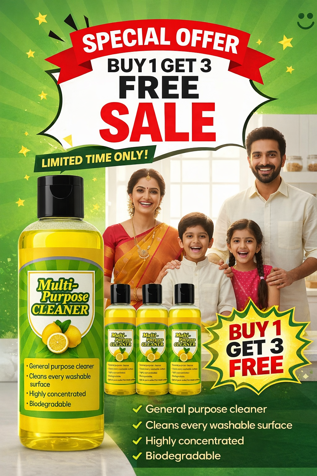 Buy 1 Get 3 – Viral Cleaner Almost Sold Out!